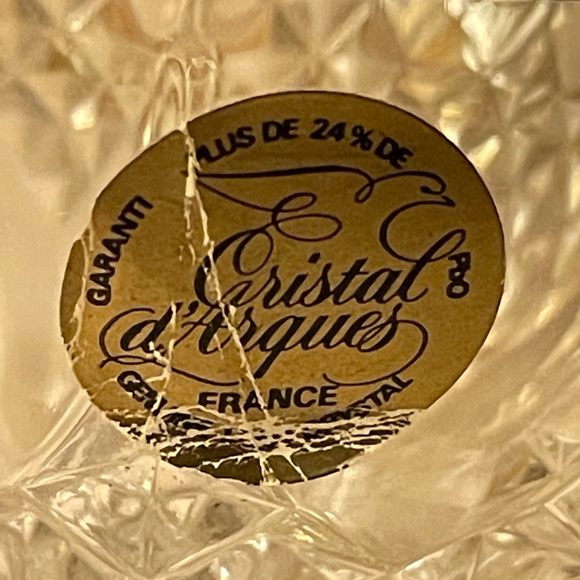 Cristal D’Arques-genuine lead crystal small candy dish w/gold rim & top, cut d… - Picture 3 of 7